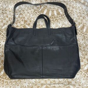 Laura Di Maggio Black Leather Tote Handbag Designer Made in Italy MSRP 379
